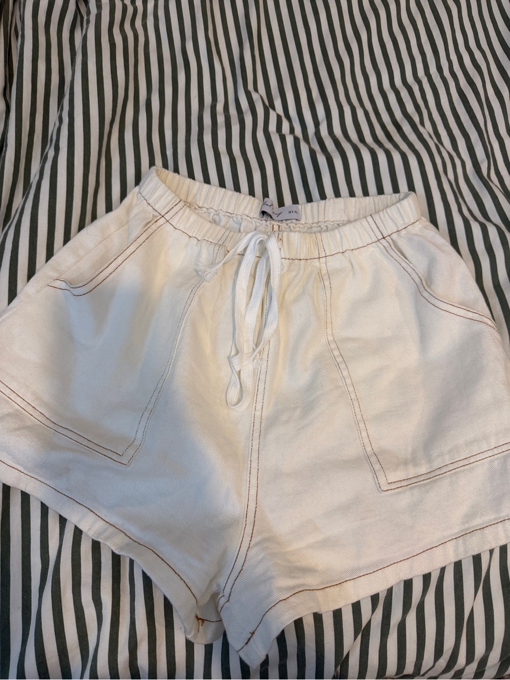 Petal & Pup White Drawstring White Denim Shorts